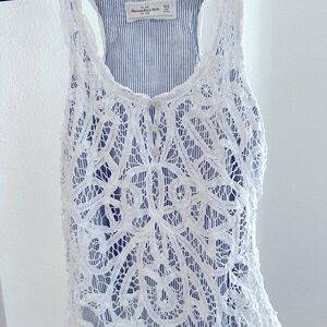 Abercrombie & Fitch White Lace Overlay Tank Top